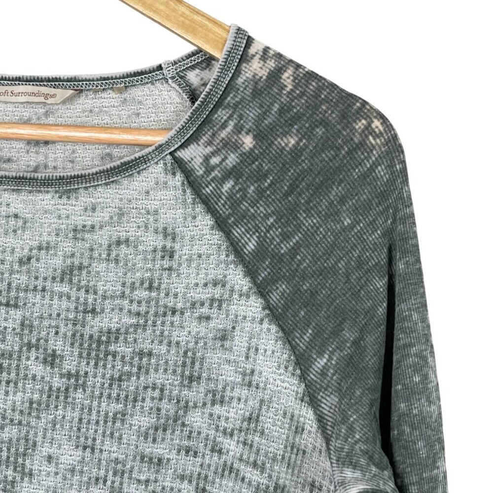 SOFT SURROUNDINGS GRAY BURNOUT BASEBALL LONG SLEEVE TOP - Picture 4 of 8